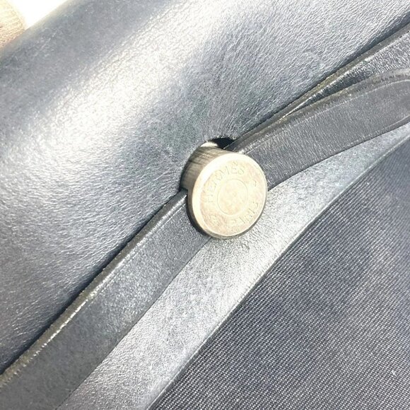 HERMES Herbag ad PM Handbag Tote Bag Hand Bag Leather/Canvas Black - Picture 9 of 16